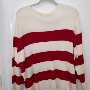 Cozy red and white striped sweater!